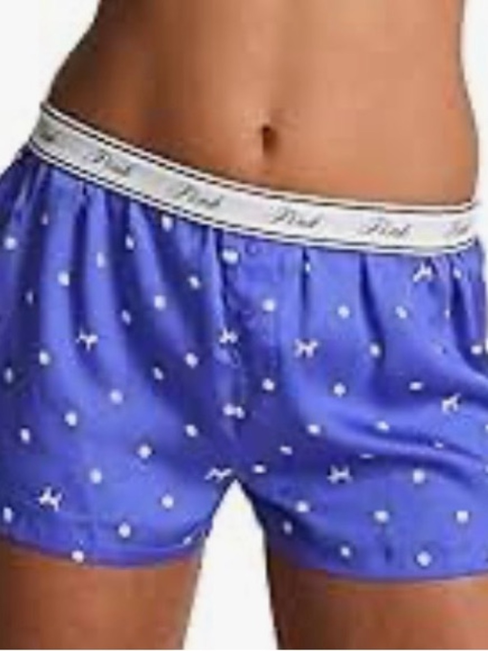Blue and White Polka Dot Lounge Shorts with Dog Print